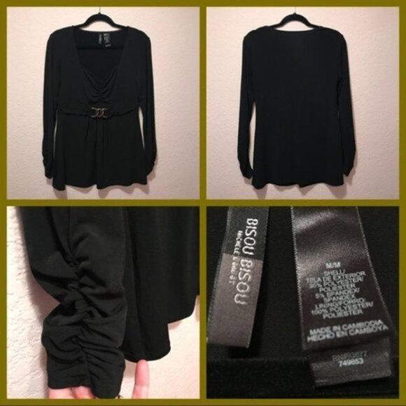 NWOT. Bisou Bisou Very Cute Black Top - Picture 1 of 6